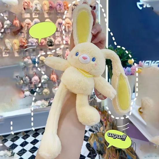 Пасхальная игрушка-кролик-выдвижной кролик 11,4 дюйма, плюшевый брелок в виде кролика, забавная выдвижная подвеска в виде кролика, интерактивная красочная мягкая игрушка для дней рождения