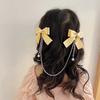 Pearl Bow Tassel Hair Clip Elegant Solid Color Hair Claw Children Princess Hairpins Beauty Hair Accessories