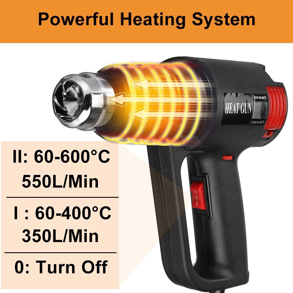 2000 Вт 600 ℃ профессиональные ЖК-цифровые электрические тепловые пушки с регулируемой температурой и контролем температуры электрический электроинструмент с горячим воздухом