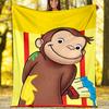 Curious George Theme Printed Blanket - Perfect for Couch, Bed, Travel & Outdoor Use | Machine Washable, Cozy & Durable.