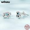 WOSTU 925 Sterling Silver Turquoise Guardian Jewelry Pentacle Drop Earrings Ear Clips Horus' eye Studs Twist Rings For Women New
