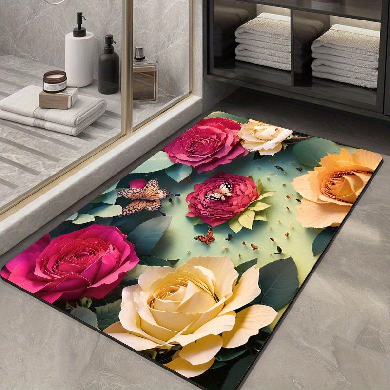 Three-dimensional Flower Diatom Mud Floor Mat Bathroom Carpet Toilet Footpad Super Absorbent Washstand Mats Home Entry Decor Rug