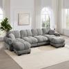 4-Seater U-shaped living room sofa, modular corner sofa with 2 mobile ottomans, ergonomically shaped backrest, easy to assemble, Light grey