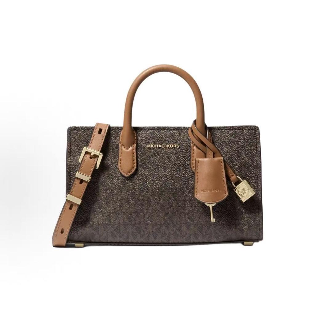 Michael Kors Mk Scarlett Брелок-замок с логотипом Кожаная сумка через плечо Сумка-кроссбоди Мини-сумка женская Темно-коричневая 32F4GETC0B-BRN-ACORN