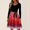 Women's Casual Fashion Long Sleeve Christmas Graphic Printed Vintage Long Dresses