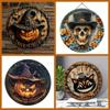 Creative Wooden Craft Door Plaque Decoration Circular Logo Witch Wooden Plaque Halloween Decoration Christmas