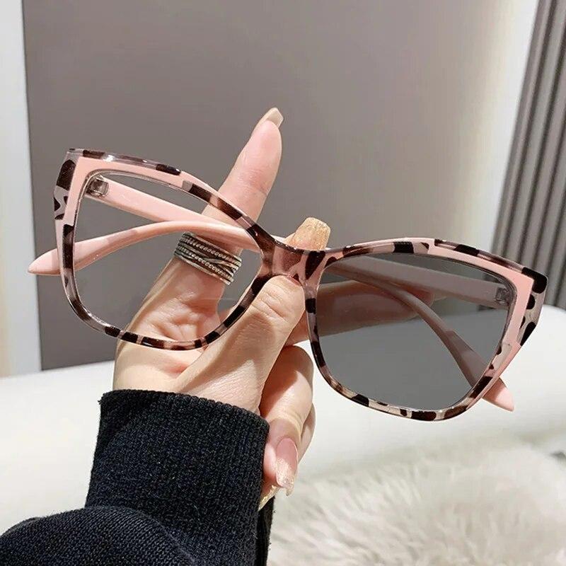 Fashion Retro Photochromic Glasses Anti-Blue Light Classic Cat Eye Frame Sunglasses Vintage Men Women Outdoor Eyeglasses