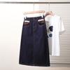 2025 Plus Size Summer Denim Skirts Women Loose Casual A-Line Elastic Jeans Skirt High Waist Maxi