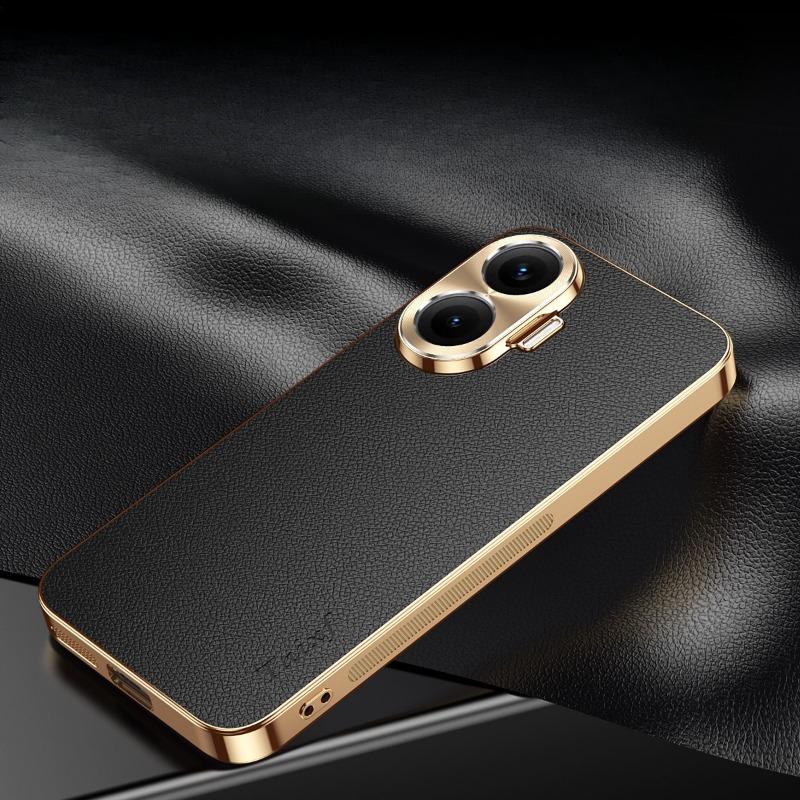 Case For Redmi Turbo 4 Leather Plating Shockproof Cover For Note 14 13 Pro + Plus 12 Turbo Texture Lichee Pattern Cases Bumper