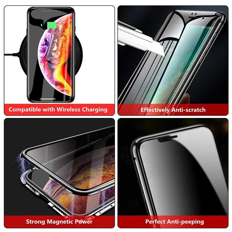 Магнитный закаленный стеклянный защитный металлический чехол для Samsung Galaxy A15 A52 A53 5G A54 A14 A34 A51 двухсторонний стеклянный металлический чехол