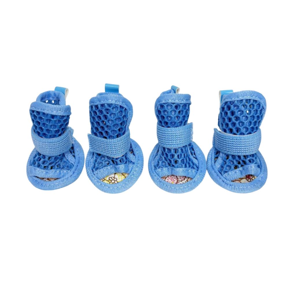 4Pcs/Set Soft Summer Dog Shoes Non-Slip Hollow Puppy Shoes Dog Paw Protector for Small Medium Dogs