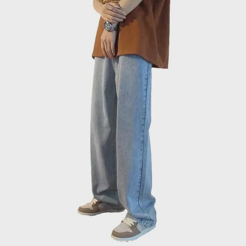 Men's Light Wash Straight-Leg Jeans: Trendy, Loose-Fit for Spring and Summer