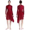 Women Sparkly Sequins Modern Lyrical Dance Dress Long Sleeve Irregular Hem Dresses Performance Costume