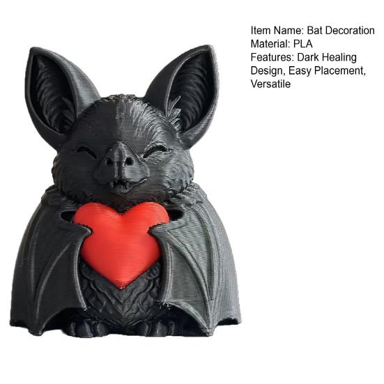 Cute Red Heart Bat 3D Printed Halloween Decoration Novelty Tabletop Sculpture