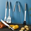 3/5/6pcs Stainless Steel Grill Fork Shovel Clip Brush with Bag Grill Utensils Set  Outdoor