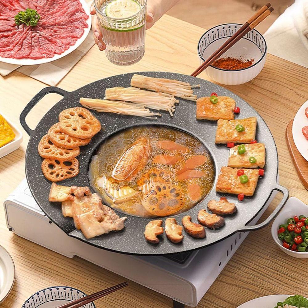 Aluminum Zinc Zinc Alloy Deep Baking Tray Thicken Frying Pan with Handles Multifunctional Griddle Pan  BBQ
