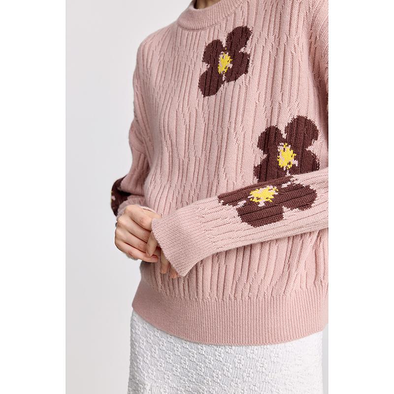 LILY Lucky Flower Jacquard Knitted Sweater