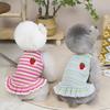 Summer Dog Dress Puppy Sleeveless Striped Strawberry T-Shirt Tutu Skirt Pet Princess Outfit for Small Medium Cat Dog