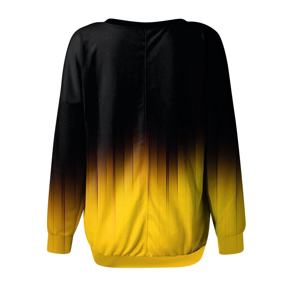 Женская модная повседневная толстовка с длинным рукавом и v-образным вырезом с принтом