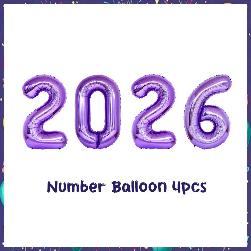 32-дюймовые фольгированные шары 2026 года, цветные, для украшения вечеринки в честь Нового года, принадлежности для юбилея, 12-дюймовые латексные шары с блестками, реквизит для фотозоны