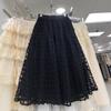 2025 весна и лето новая французская однотонная ажурная юбка крючком из тяжелой промышленности, тонкая ретро-юбка в стиле а-образного кроя