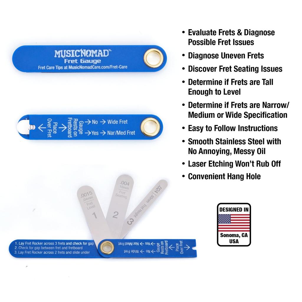 MUSICNOMAD MN870 Precision Fret Fret Evaluation Tool Gauge, 4-Key