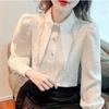 2025 Spring/Autumn French Chic Sweet Peter Pan Collar Bubble Sleeve White Women's Shirt