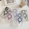 Anti Slip Colored Edge Airbag Anti Drop for IPhone 15 Magnetic Phone Case for Apple 14promax Metal Lens Ring