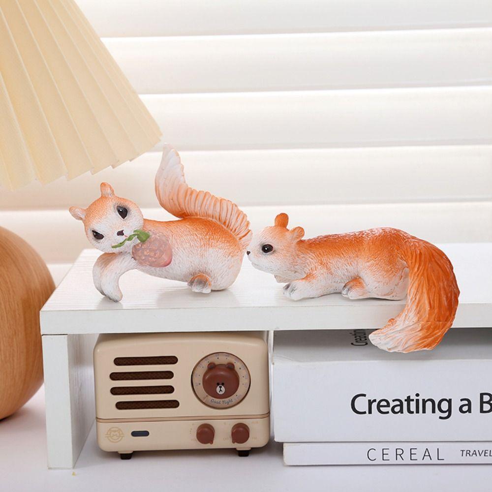2 шт. Милая фигурка белки, украшение, креативная скульптура животного, статуя белки для патио