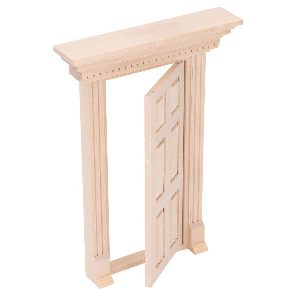 1:12 Dollhouse Miniature Wooden Door Panel 6 Grid Door Frame Unpainted Furniture Doll House