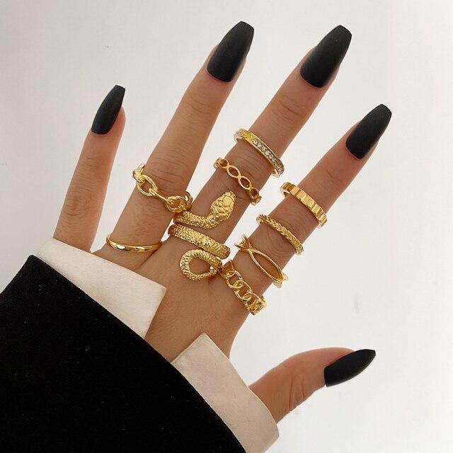 6 шт. Винтажный готический набор колец с бабочкой и цветком, многоэлементный набор для женщин и мужчин, ретро-персонаж, подарки на палец