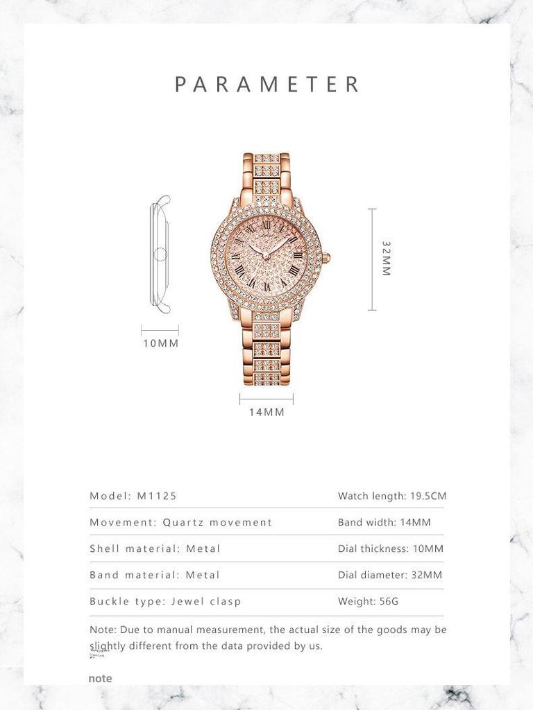 Женские часы с римским узором и бриллиантами, браслет - женские, цельные, Cornucopia