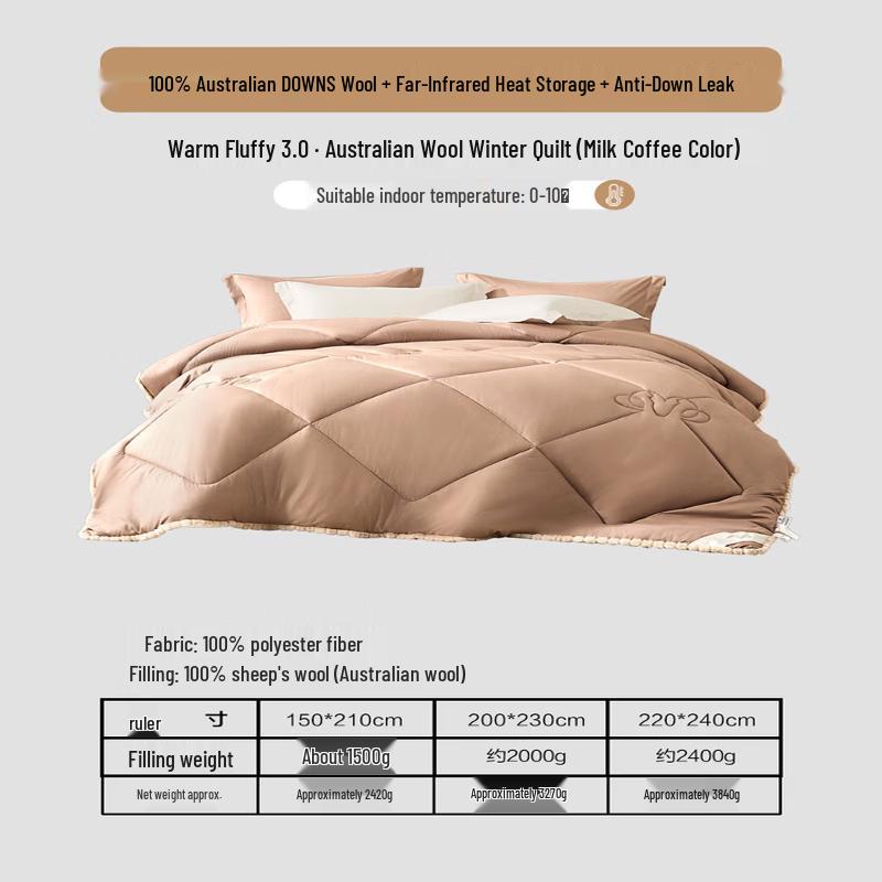 Mercury Home Textiles 100% Australian Wool Winter Comforter