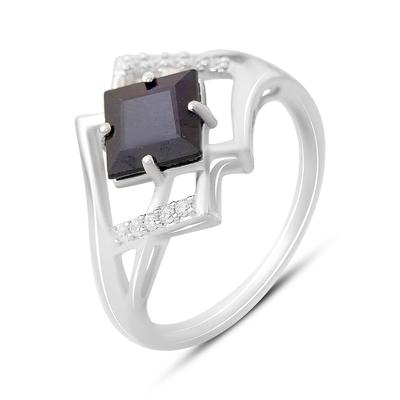 Серебряное кольцо с натуральным сапфиром 2.13ct, фианитами, вес изделия 3,22 гр (2162612)