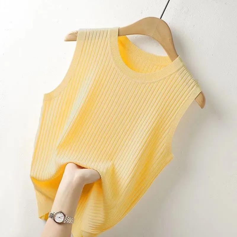 Женский летний топ без рукавов большого размера, белый короткий вязаный топ без рукавов