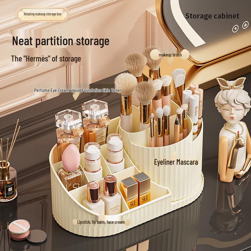 Вращающийся органайзер для макияжа: Косметический органайзер большой вместимости для помад, теней для век, карандашей для бровей и кистей.