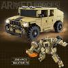 2 In 1 Transformation Military Armored Car Truck Vehicle Building Blocks Educational War Army Soldier Car Creation Bricks Toy Birthday Gifts for Boys