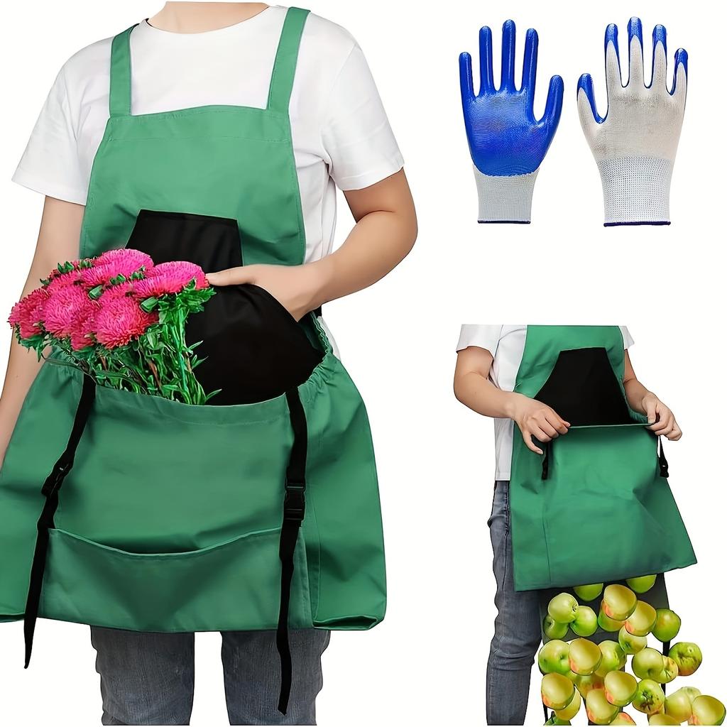 1 шт., многоцелевой садовый фартук с большим карманом для хранения фруктов и овощей