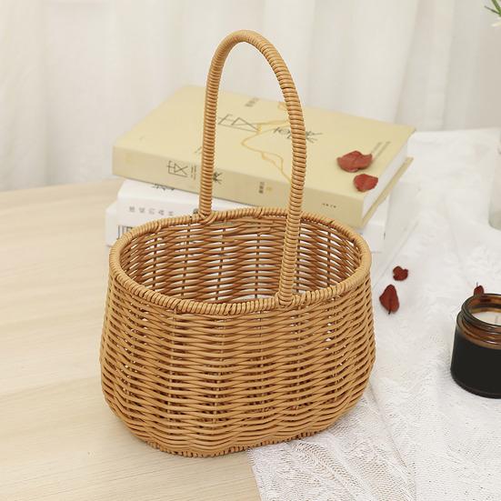 Flower Basket with Handle Woven Plant Basket Flower Storage Basket for Home Wedding Garden Decoration