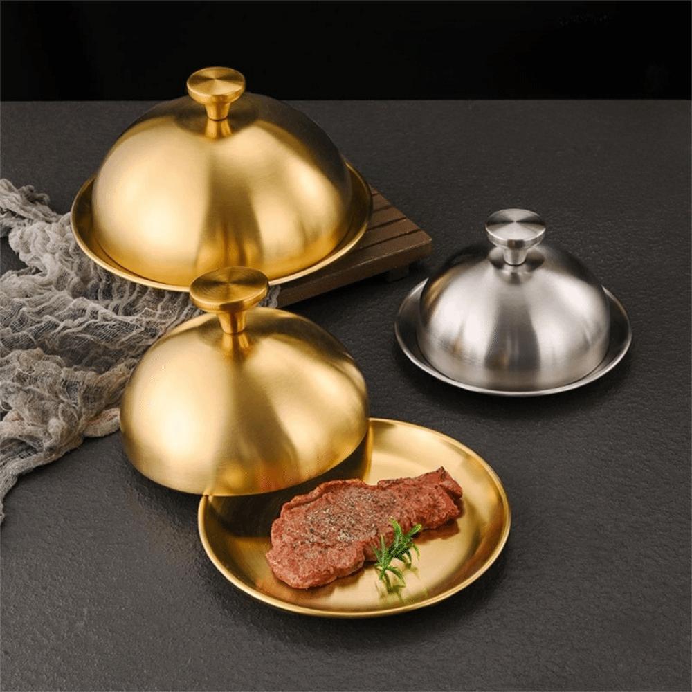 Купольная крышка для бургеров из нержавеющей стали с ручкой, круглая крышка для еды, износостойкая, коррозионностойкая, крышка для стейка, для гриля