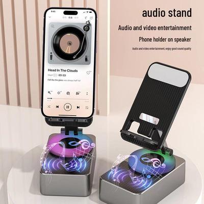 Вращающаяся подставка для телефона 3-в-1 и Bluetooth-динамик с цветной подсветкой