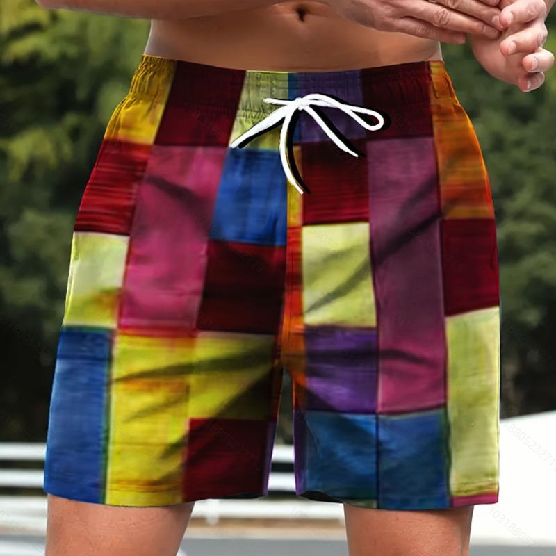 Pattern Beach Pants Men's Quick Drying Five Minute Swimming Pants Men's Hot Spring Double-layer Men's Beach Pants