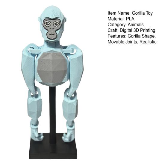6-Inch Gorilla Toy with Stand 3D Printed Movable Joints Geometric Orangutan Desk Toy Decoration Ornament Gamers Collectors Gift