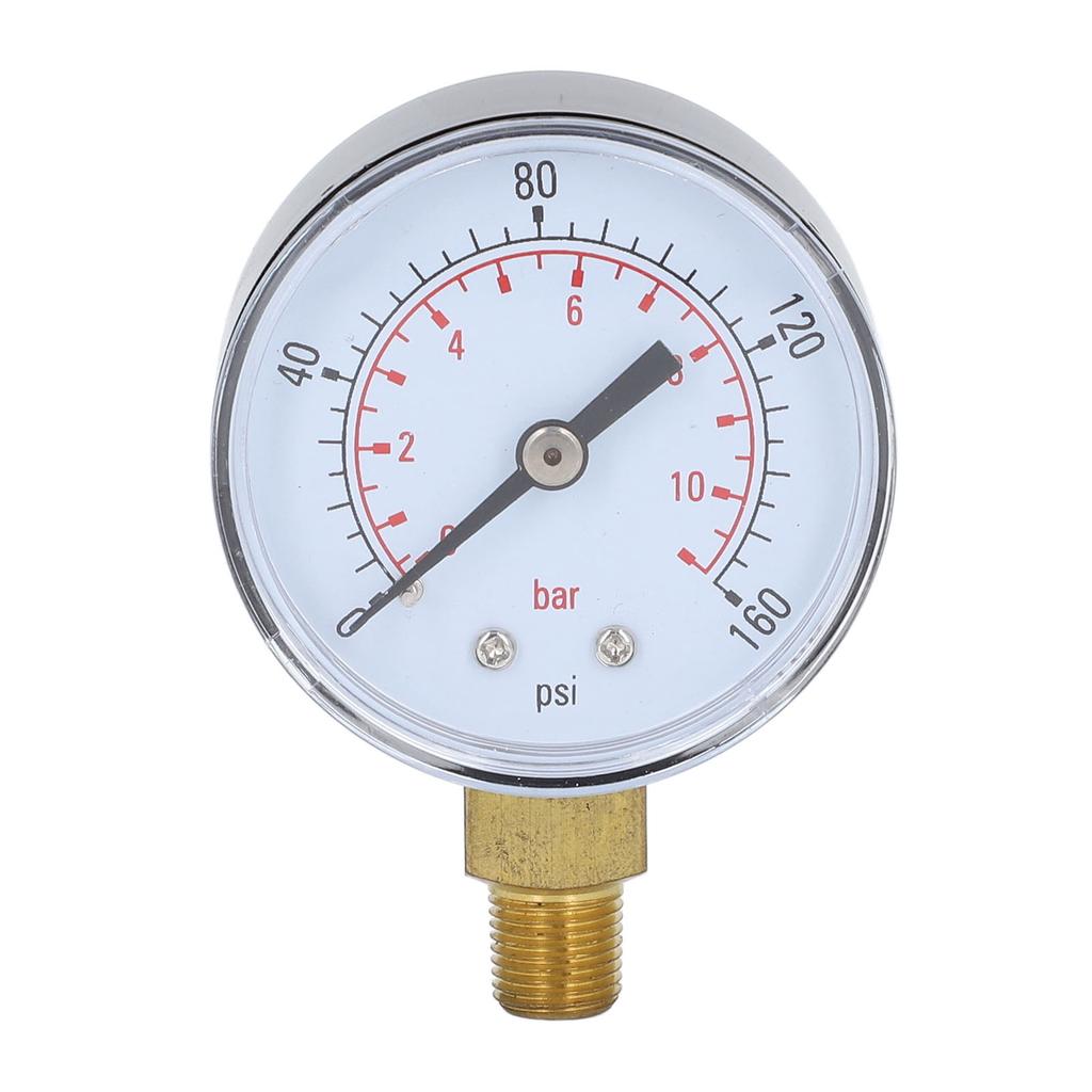 Манометр осевой 0 до 160 фунтов на кв. дюйм 0 до 11 бар 1/8 дюйма NPT 2,0-дюймовый циферблат Манометр для воздуха воды топлива