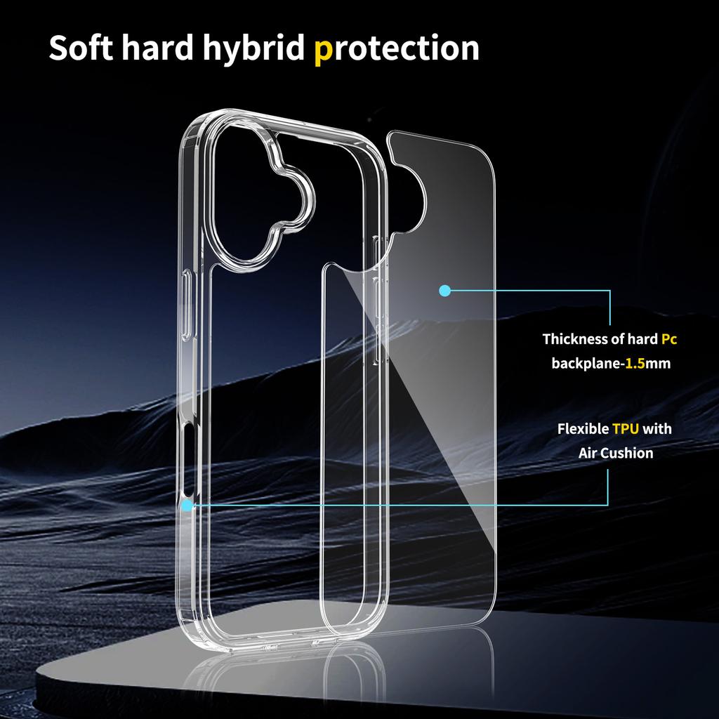 For iPhone 17 Case Anti-Scratch TPU + Acrylic Clear Back Phone Cover