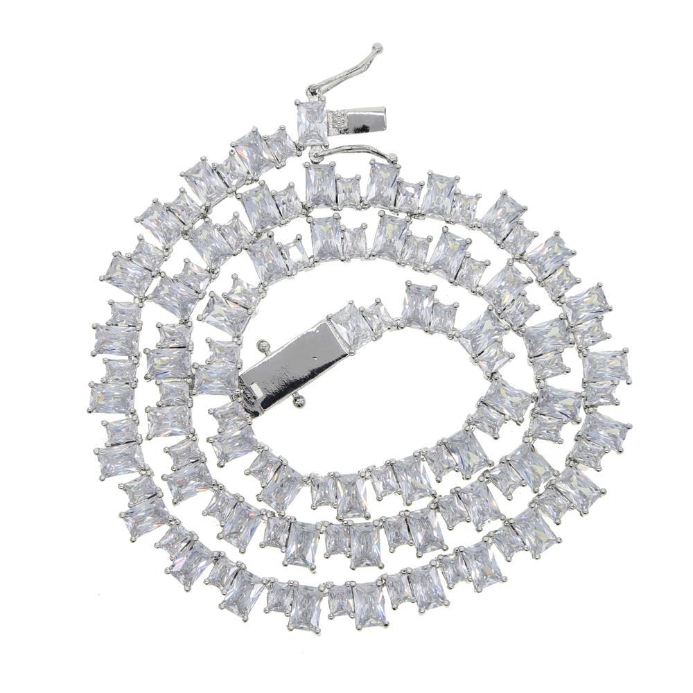 5A Iced Out Bling Rectangle Cz Tennis Necklace for Women 16" 18"