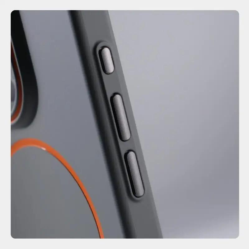 Ультратонкий простой чехол для Magsafe для iphone 17 Air 16 Pro Max 15 14 13 12 Матовый чехол с цветными вставками для защиты объектива Беспроводная зарядка Жесткий ПК-чехол