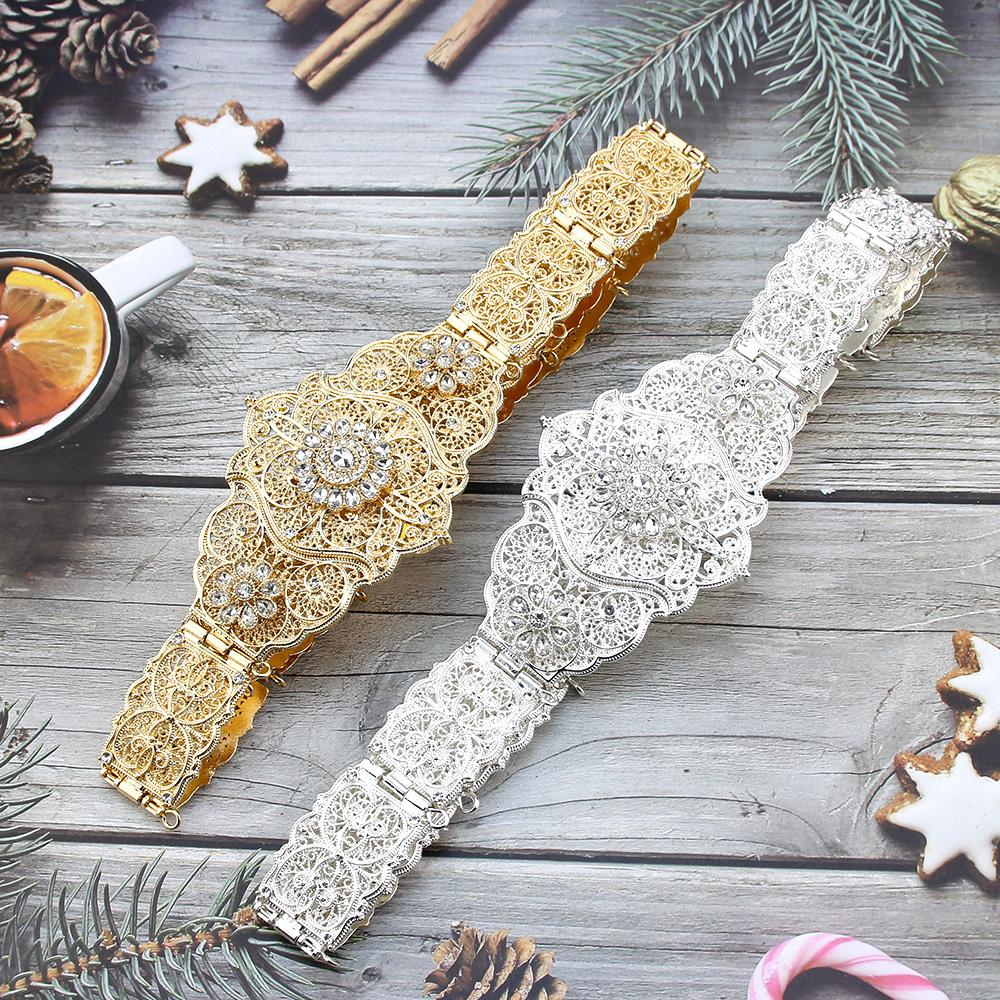 Женский металлический пояс золотого цвета с кристаллами, регулируемая длина, свадебные украшения