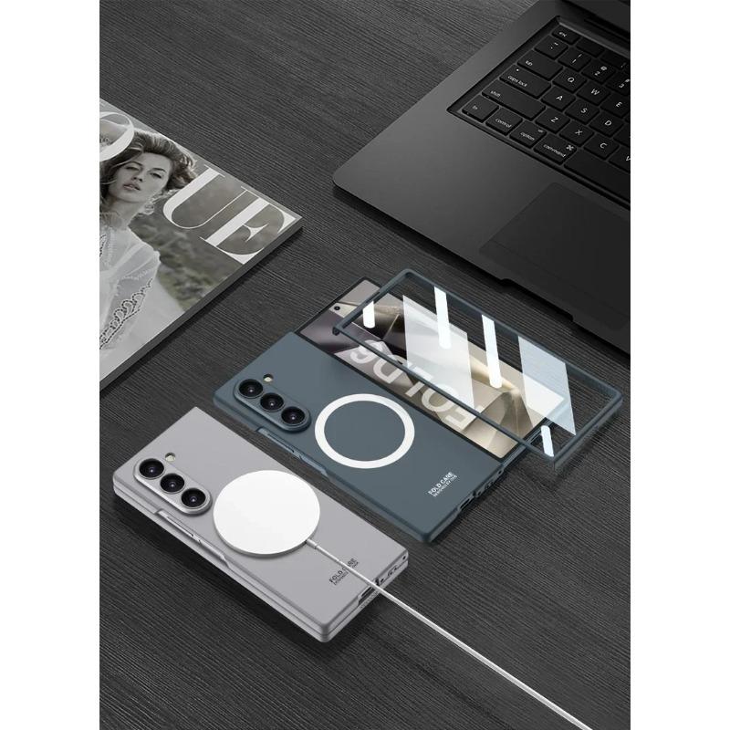 Магнитный чехол для телефона с беспроводной зарядкой для Samsung Galaxy Z Fold 6 5 4 3 Fold6 Fold5 Fold4 Fold3 5G Hard Shell Защитный чехол