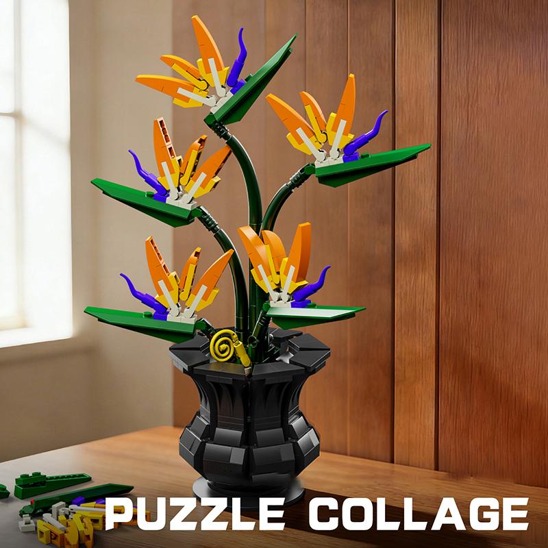 451Pcs Bonsai Bird Of Paradise Flower Building Blocks Toys Set, Creative Home Decor Flower Assembly Toy, Girl'S Birthday Gift